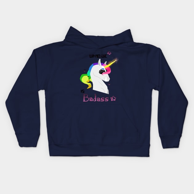 Unique is badass - Unicorn - Pink Kids Hoodie by ValiaCat01